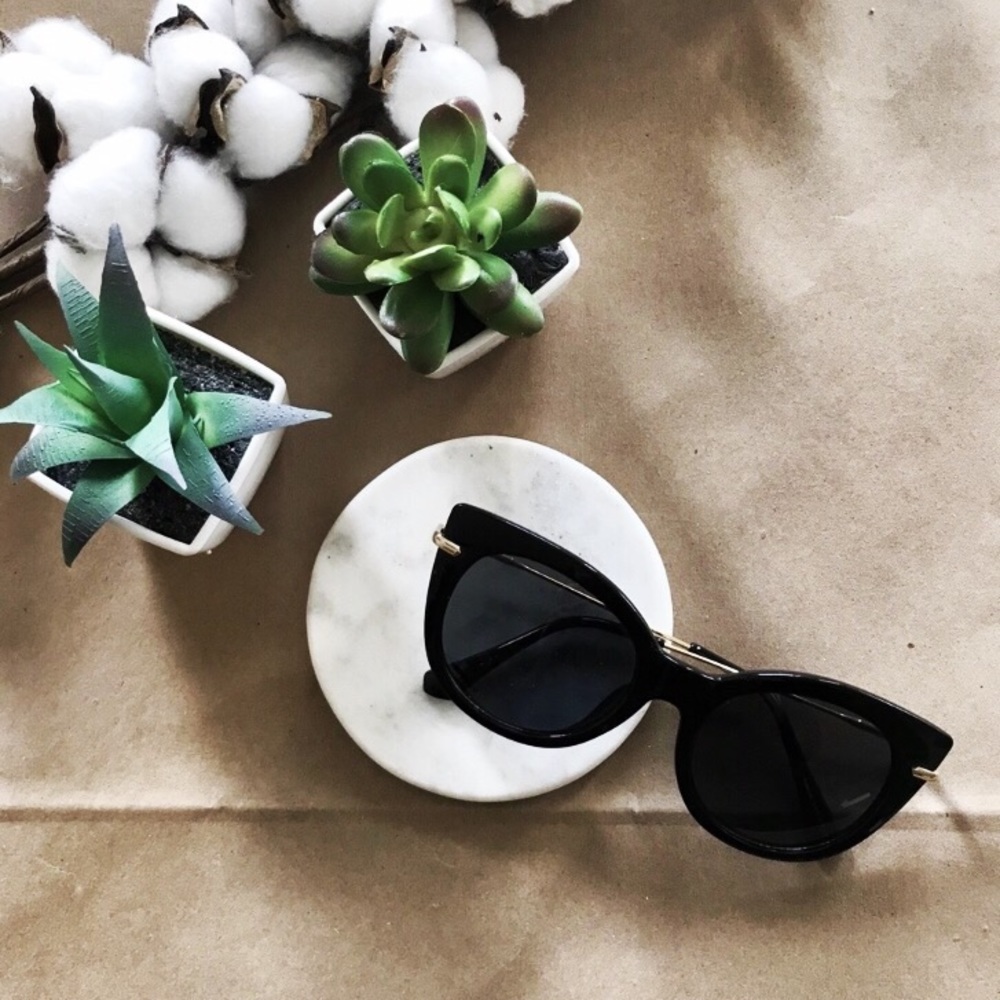 Black Cat Sunglasses w/ Gold Arms